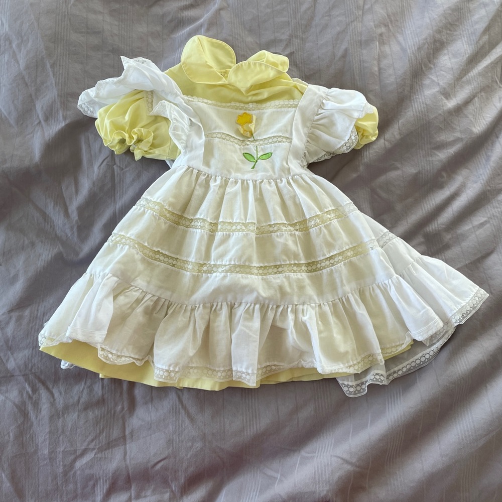 Vintage baby dress with lace overlay